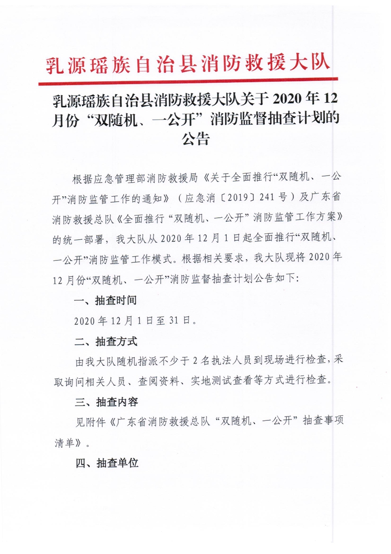 乳源瑶族自治县消防救援大队关于2020年12月份“双随机、一公开”消防监督抽查计划的公告1.jpg
