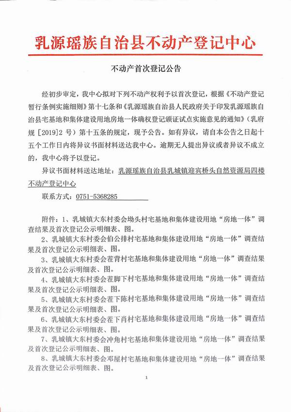 不动产首次登记公告（乳城镇大东村委会房地一体登记）1.jpg
