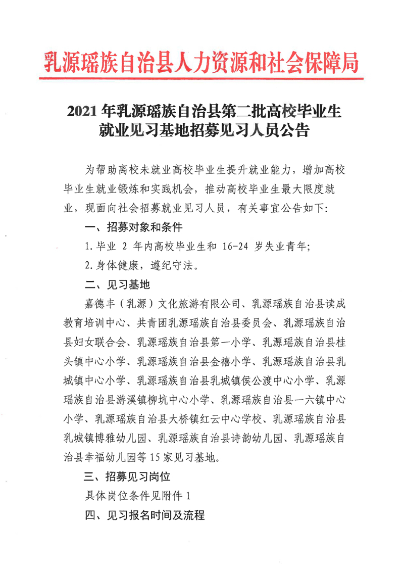 2021年乳源瑶族自治县第二批高校毕业生就业见习基地招募见习人员公告0000.jpg