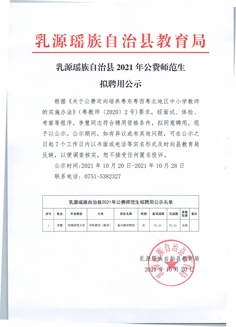乳源瑶族自治县2021年公费师范生拟聘用公示0000.jpg