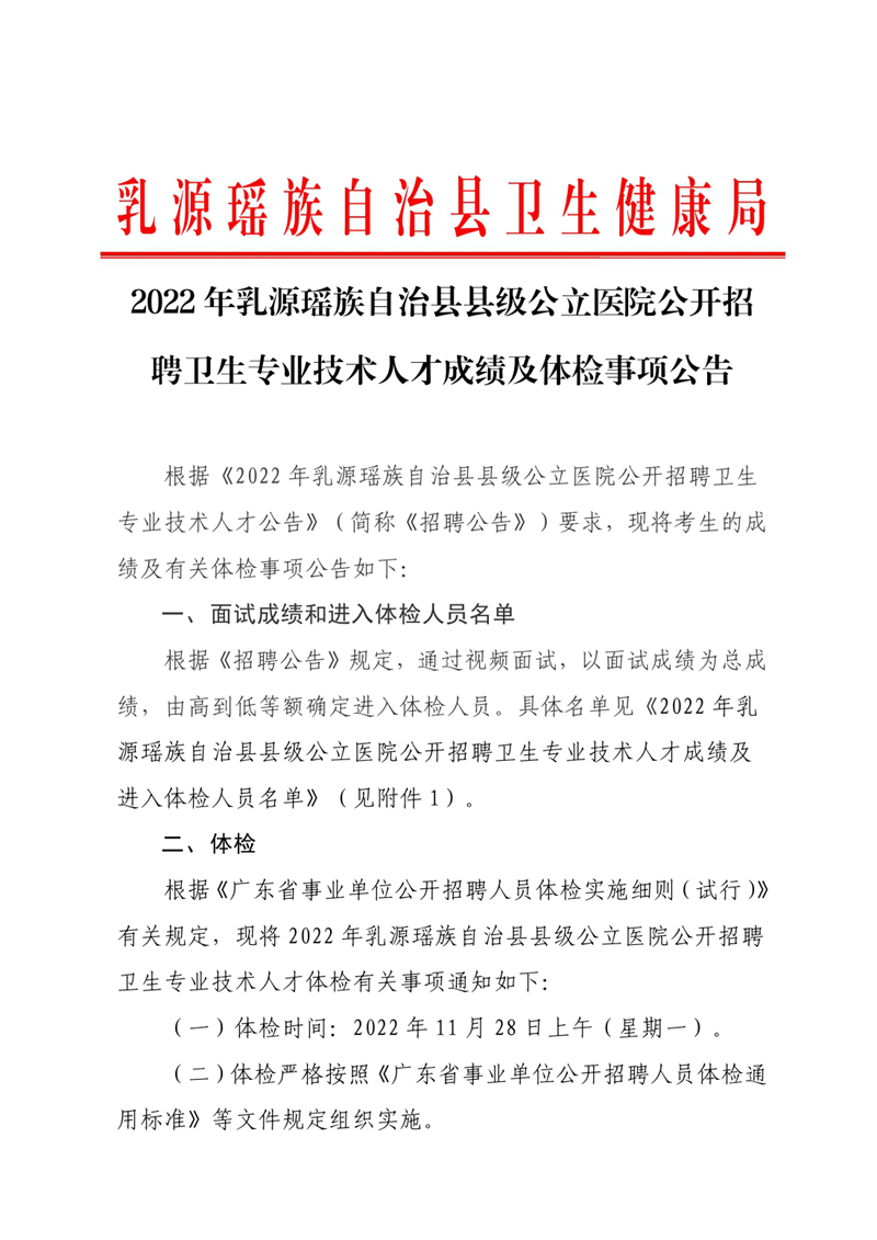 2022年乳源瑶族自治县公立医院公开招聘卫生专业技术人才成绩及体检事项公告0000.jpg