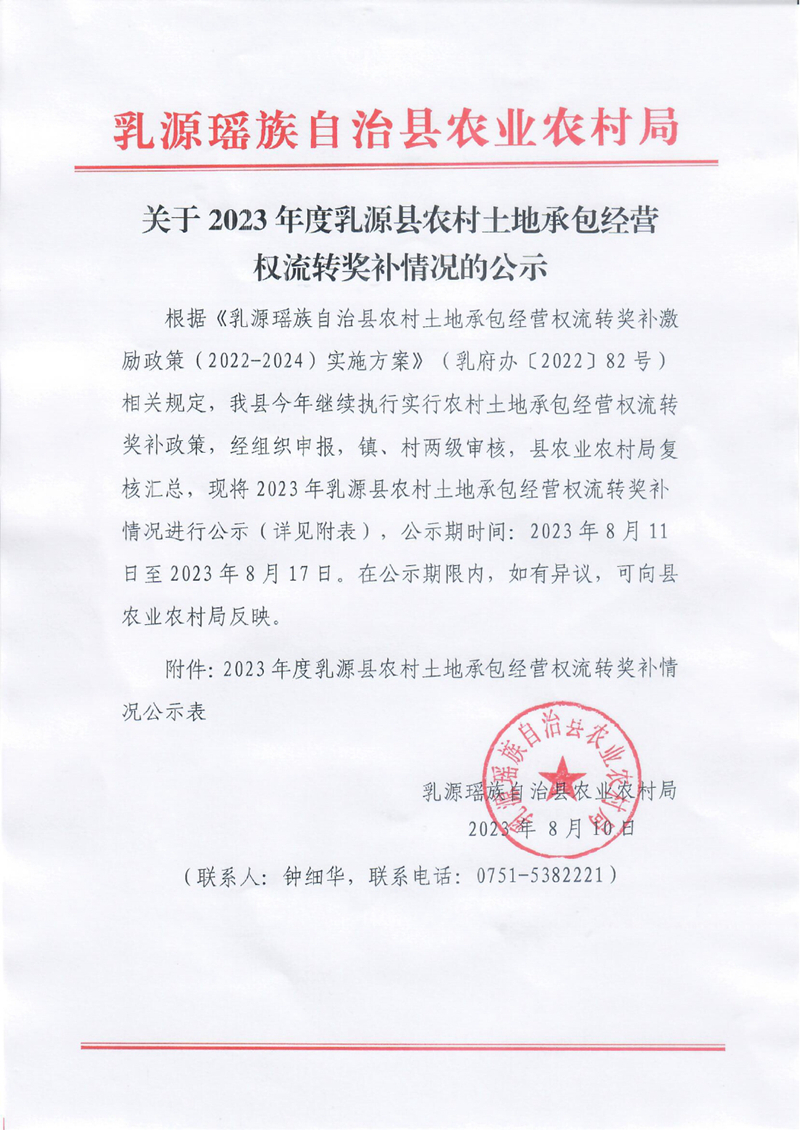 关于2023年度乳源县农村土地承包经营权流转奖补情况的公示0000.jpg