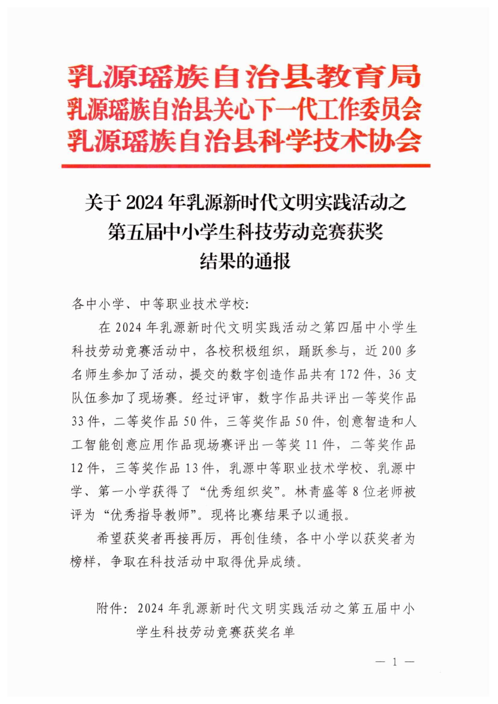 关于2024年乳源新时代文明实践活动之第五届中小学生科技劳动竞赛获奖结果的通报_00.jpg