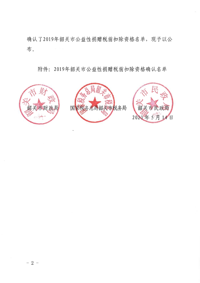 关于公布2019年韶关市公益性捐赠税前扣除资格确认名单的通知0001.jpg